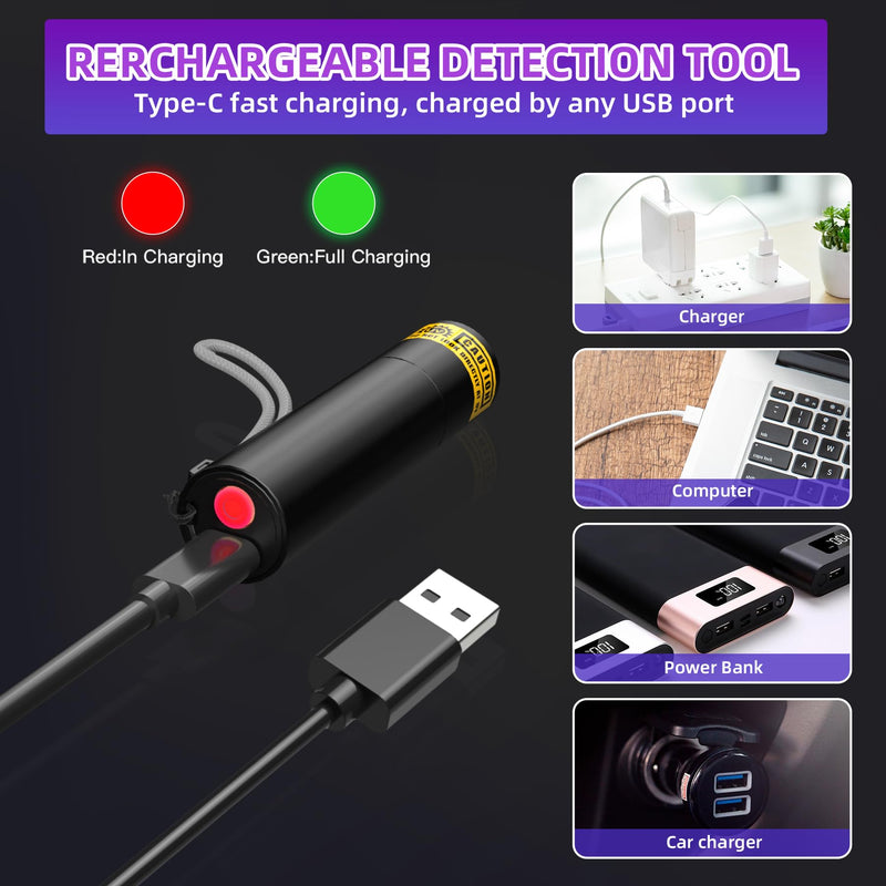 SEVENKA Air Conditioner Leak Detector, Professional Rechargeable AC Leak Detector Kit, AC UV Dye Leak Detection with UV Protective Glasses, Portable Bag