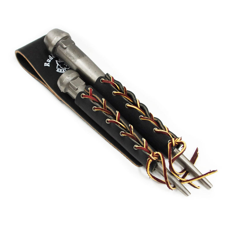 Lace-Up Double Bullpin Holder - Premium Black Leather- Rudedog USA #3011