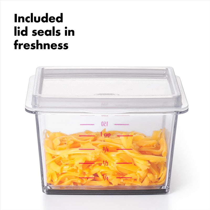 OXO Good Grips Etched Box Grater with Removable Zester | Ideal for Grating Cheese or Zesting Fruits | Storage Container Included | 4 Sided Grater | Comfortable Handle Box Grater with Removeable Zester