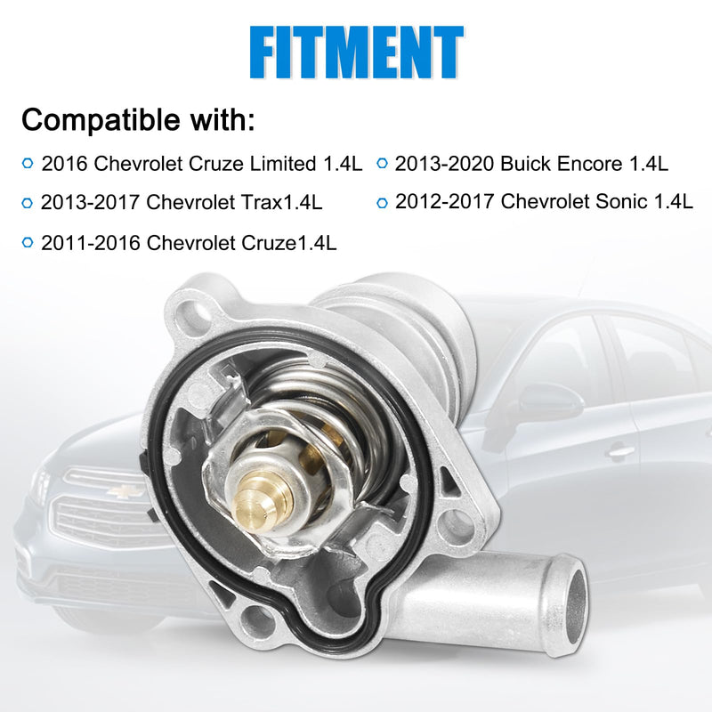 902-808 Upgrade Aluminum Coolant Thermostat Housing Assembly compatible with Chevy Trax Sonic 13-20, Cruze 11-16, Buick Encore 13-20 - L4 1.4L - Replace 55579010 25200455 5556533