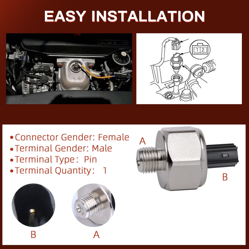 Knock Sensor 30530-PPL-A01 30530PPLA01 30530-PNA-003 KS197 SU6143 5S2320 1580917 Fit for Acura for Honda Accord Civic CR-V RDX RSX TSX Element 2002-2012 Car Replacement Detonation Sensors
