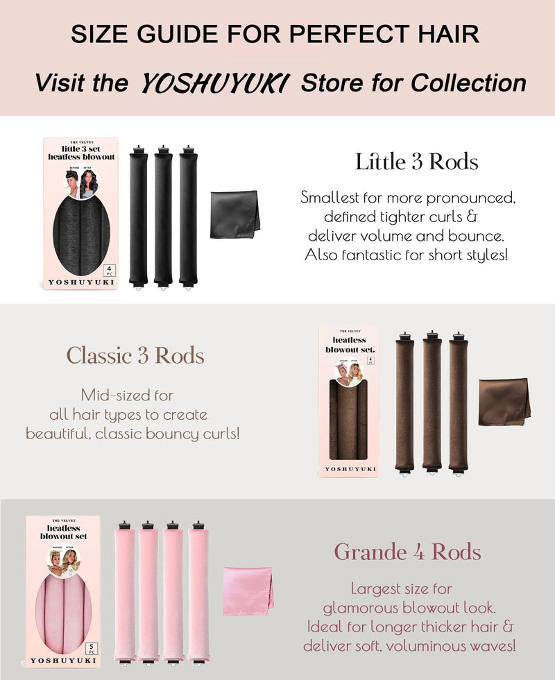YOSHUYUKI Heatless Hair Curler to Sleep in No Heat Satin Heatless Curls Overnight Rods Curling Set Jumbo Large Foam Sponge Hair Rollers Curlers for Long Short Hair Volume Women Styling Tools Brown