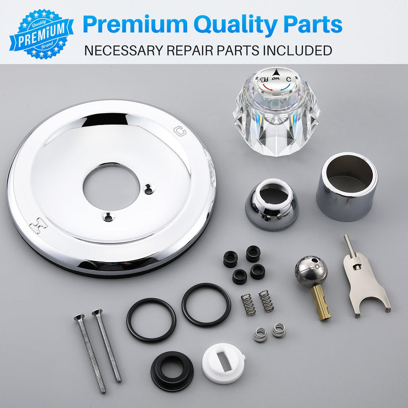 Shower Handle Renovation Repair Trim Kit Compatible with Delta RP54870, Single Function Tub Trim Kit Compatible with Delta 600 Series Shower Valve, Acrylic Handle(Chrome) Chrome