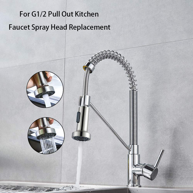 Pull Down Faucet Replacement Head, 2 Function Mode Kitchen Faucet Sprayer Head, G12 Pull Out Kitchen Faucet Spray Head Replacement for Kitchen Tap Sprayer Replacement, Brushed Nickel