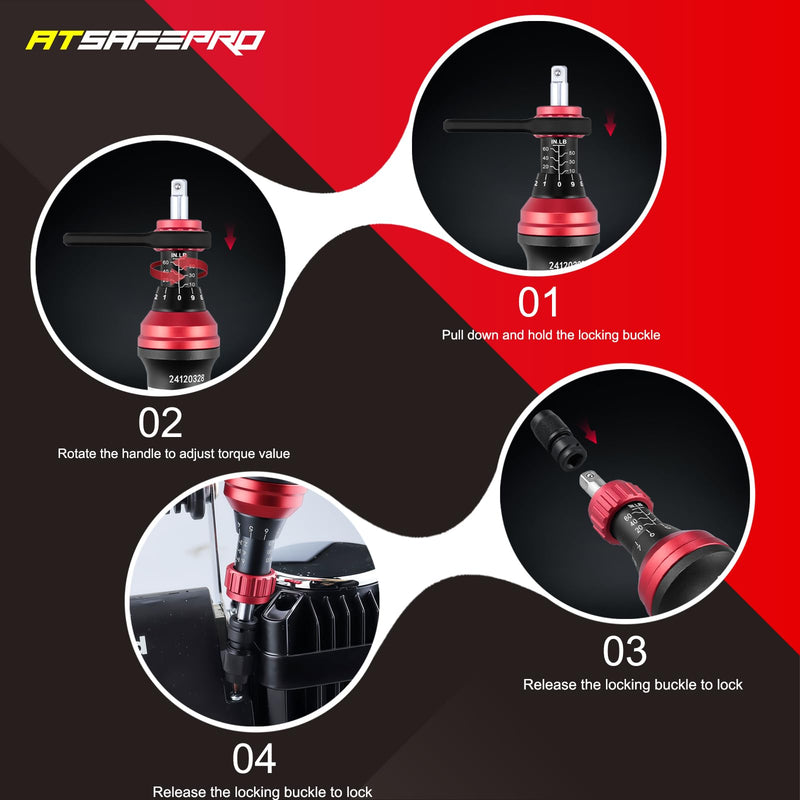 ATsafepro Torque Screwdriver 10-60 in.lb,21 Pcs Inch Pound Torque Screwdriver Set -1/4" Elastic Bit Holder and Bit Holder, Buckle Clamp, Flat, Hex, Torx, Philips, Fit for Bicycle, Tool Maintenance Mechanical - 10-60 in.lb/1.1-6.8 Nm