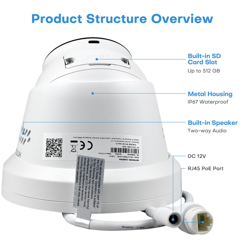 5MP Outdoor PoE IP Turret Camera, Sound & Light Alarm, Active Deterrence, Smart Color Night Vision (98ft), 2-Way Audio, AI Human/Vehicle Detection, Full Metal IP67, 115°Wide Angle, 120dB WDR White - 5MP Active Deterrence