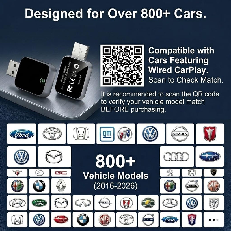 2026 Upgraded Wireless CarPlay Adapter for Factory Wired CarPlay Cars, Fast 5GHz WiFi Smart Car Audio Dongle, Plug & Play, No Audio Delay, Low Latency, Mini Size,Black Black