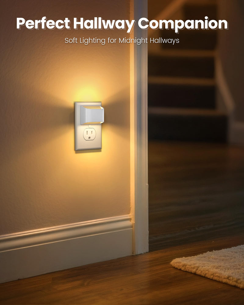NIORSUN Plug in Night Light, Auto Brightness Sensor Night Light, 3000K Warm White, Ultra-Slim Wall Light for Hallway Bathroom Bedroom Stairs, White, 8 Pack