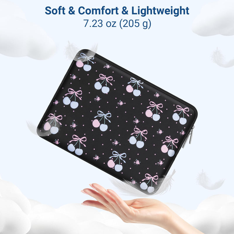 MOSISO 13.3 inch Laptop Case, 13-13.3 inch Laptop Sleeve with Small Case | Compatible with MacBook Neo 13/Air 13.6/Pro 13/Pro 14, HP Dell ASUS Lenovo, Neoprene Cherry Bowknot Carrying Bag, Black