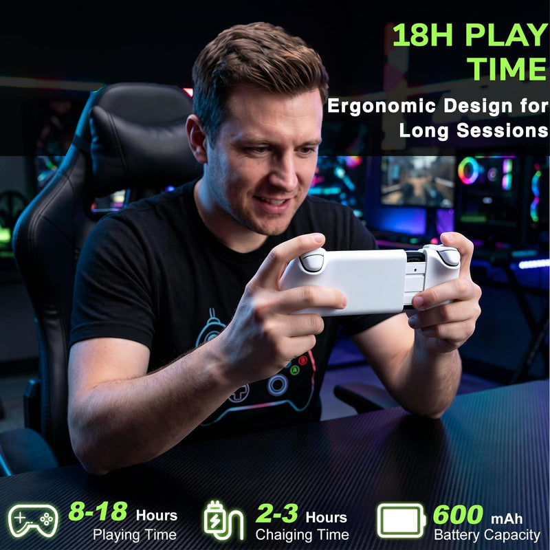 Transparent Phone Controller for iPhone, Android Mobile Controller Wireless Gaming Gamepad Joystick with RGB Lighting/Turbo/6-Axis/Dual Vibration, Xbox/PS5/PS4/PC Streaming, Cloud Gaming, Direct Play