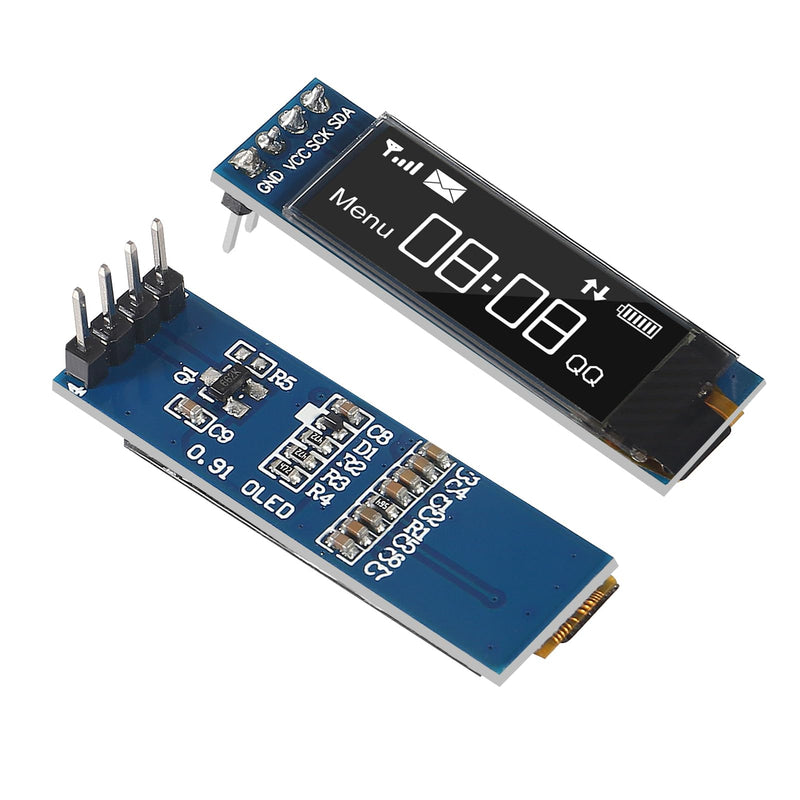 4pcs I2C Display Module 0.91 Inch I2C OLED Display Module I2C OLED Screen Driver DC 3.3V~5V 4PINS for Arduino ESP32 ESP8266 AVR PIC STM32 for Raspberry pi (10pcs White) 10pcs White