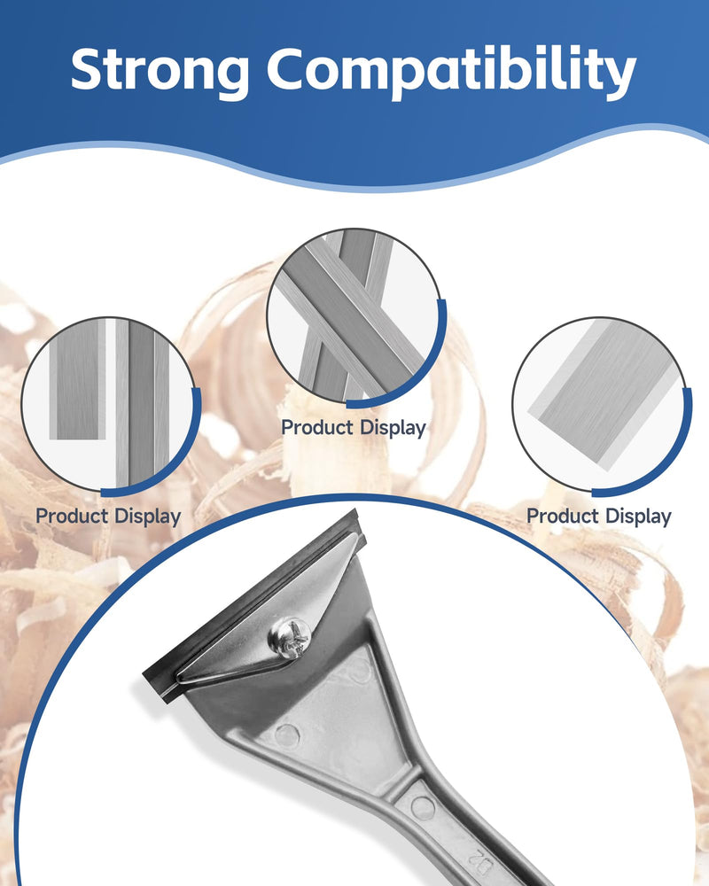 2.5" Carbide Paint Scraper Blades, Double-Edged Reversible Replacement Tungsten Steel Blades, Fit for 2.5in scraper, for Removing Paint, Wood, Glue and Grout - 2pcs 2.5"