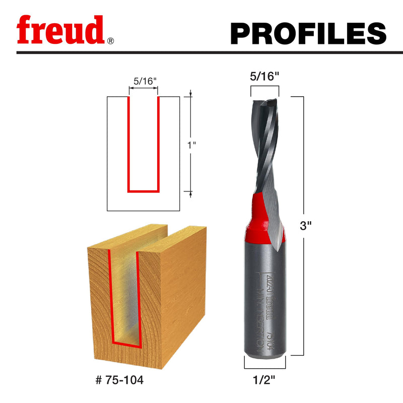 Freud 75-104: 5/16" (Dia.) Up Spiral Bit with 1/2" Shank