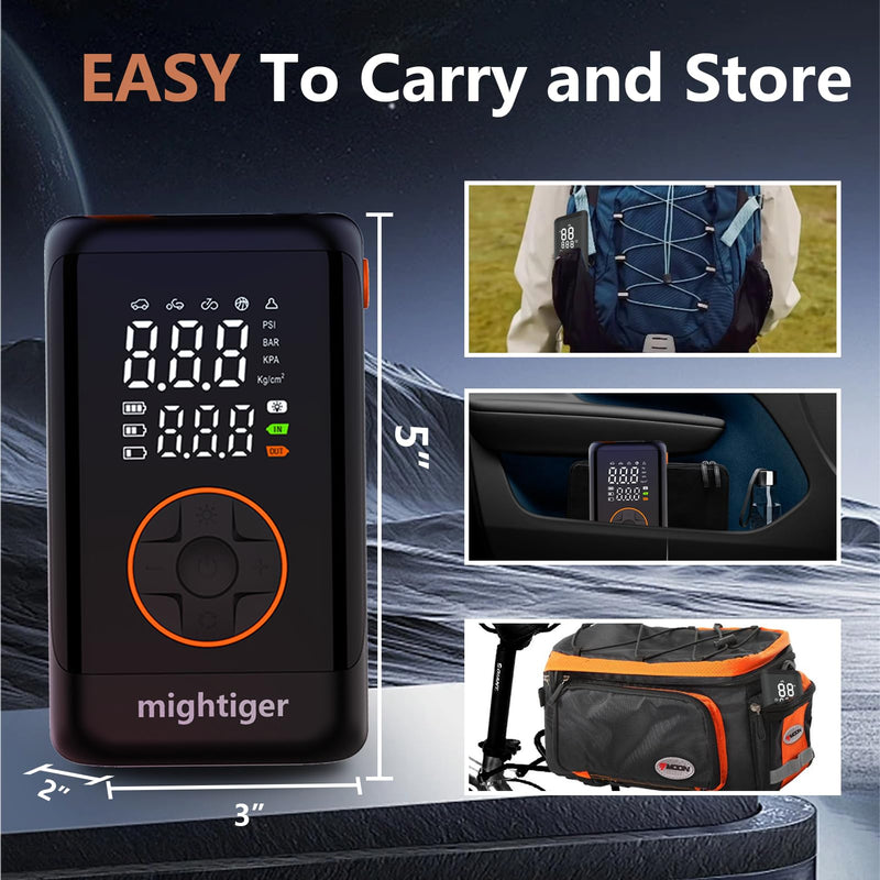 Tire Inflator Portable with Air Release Valve Mini Air Compressor Cordless with Cigarette Lighter with Digital Pressure Gauge can Preset Tire Pressure Auto Shut off SOS Light 150PSI for Cars Light black