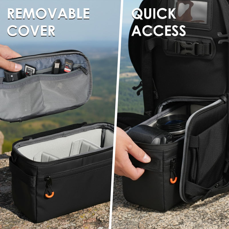 TARION Padded Camera Insert Bag Protective Framed DSLR Inner Case Organizer | Fits 1 Camera and 2 Lenses - Removable Lid Compatible for DSLR SLR Mirrorless Cameras ShellCore XS Xs (1 Camera 2 Lenses)