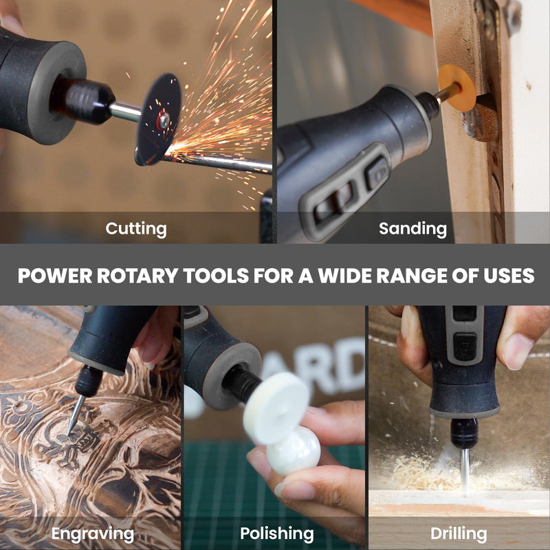 4V Cordless Rotary Tool Kit with 80Pcs, 4000mAh Long-lasting Battery, 6 Speeds 8000-28000RPM Rotary Tool with Digital Display for Cutting, Sanding, Polishing, Drilling, Engraving, DIY Crafts (Grey) Gray