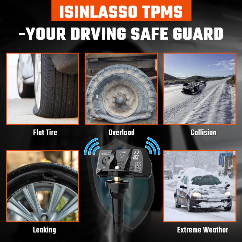 TPMS Sensors, 433 MHZ Tire Pressure Monitor System Replacment Sensor for 2020 2021 2022 2023 2024 Chevy Silverado GMC Sierra Cadillac Buick Pontiac 13542523 13533166 4pcs