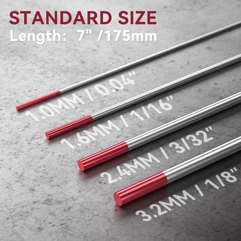 ARCCAPTAIN TIG Welding Tungsten Electrode 10-Pack 3/32"x 7"(Red - 2% Thoriated, WT20/EWth-2) Red