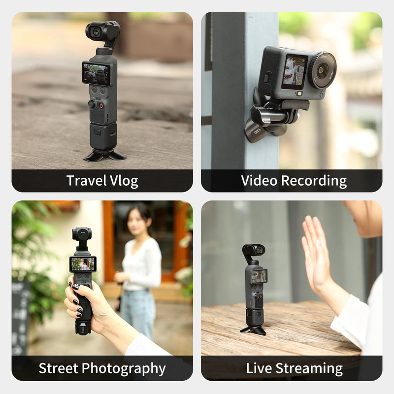 VRIG Magnetic Mini Tripod for DJI OSMO Pocket 4P/4/3 & Insta360 Luna Ultra | Auto-Deploy Aluminum Small Desktop Camera Stand with 1/4" Screw for Insta360 X5/X4,Travel Vlog Action Camera Accessories