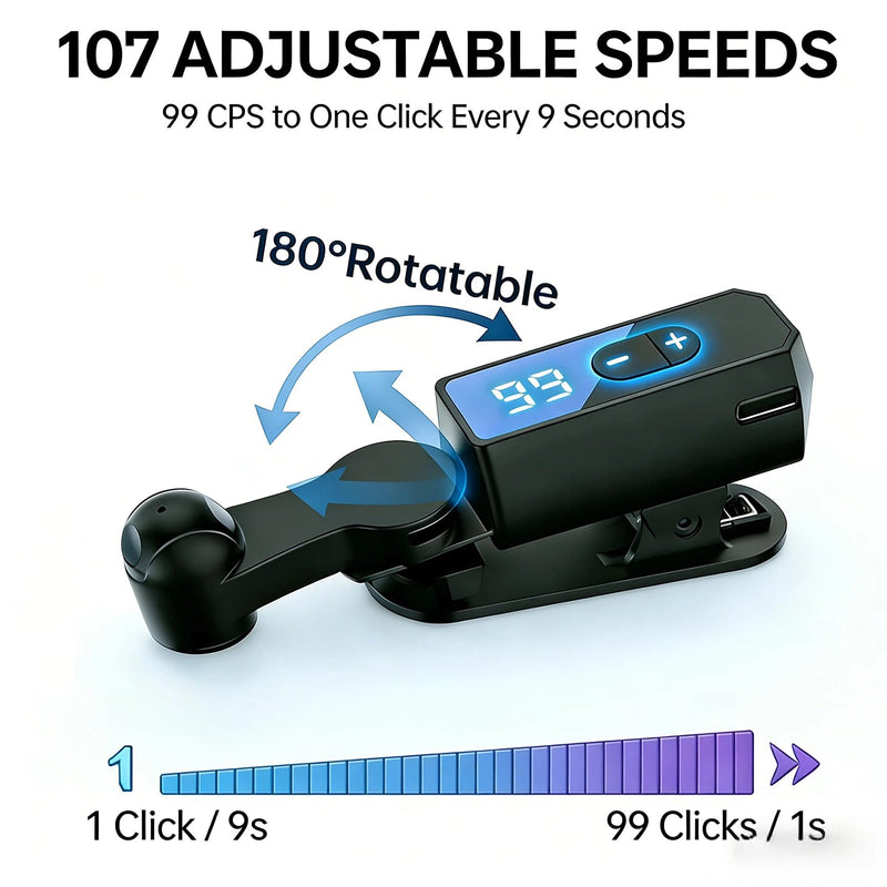 Auto Clicker Tapper for iPhone Tiktok Live iPad Android Smartphone, Rechargeable Cordless – 107 Adjustable Speed, Auto Screen Tapper for Live Stream Likes, Games, Repetitive Task, Purchases Black+Pink