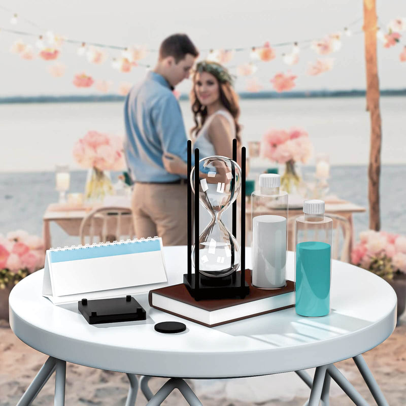 Empty Hourglass Fillable, 10 Inch Large Black Wooden Frame DIY Sand Timer, Unity Sand Hourglass for Wedding Ceremony Set, Without Sand Clock, Antique Hour Glass Sandglass for Desk Home Office Decor Empty