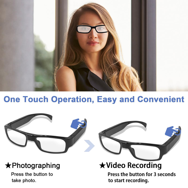 Glasses Camera Wearable Outdoor Sport Action Camera Glasses Video Glasses 1080P HD Recording Motorcycle Riding Portable Smart Glasses for Cycling, Training, Driving, Hiking, Hunting, Fishing