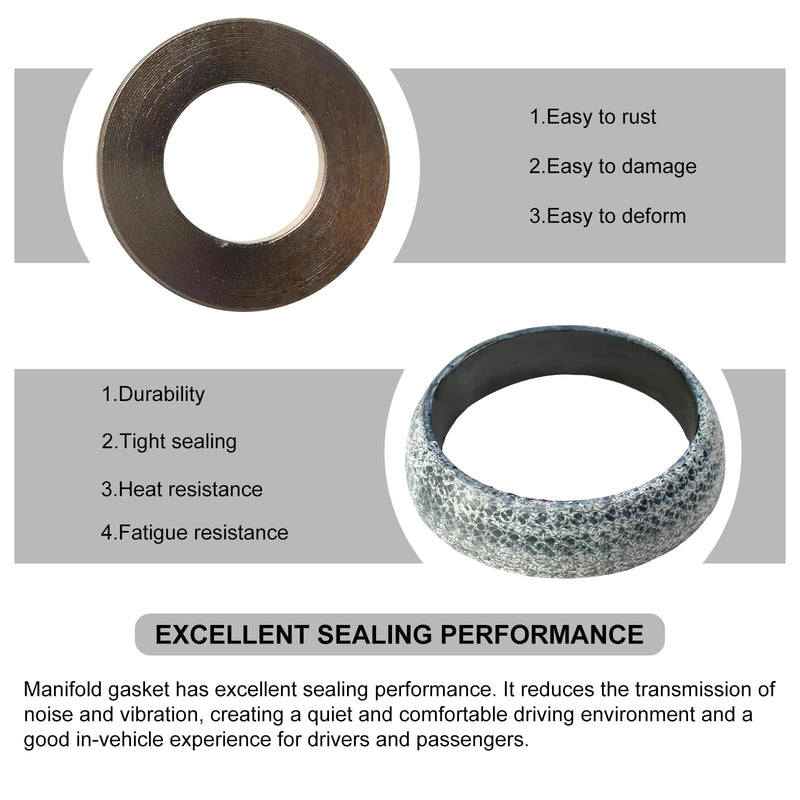 ID 65mm Car Exhaust Gasket, Graphite Construction Exhaust Donut Gaskets Seal Muffler Ring, Leakproof Exhausts Pipe Manifold Gaskets Muffler Gasket Replacement for RV SUV Truck 1 PCS