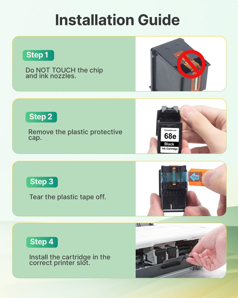 68XL 68e 68 Black Ink Cartridge Replacement for HP Ink 68 68XL 68e Black | 68XL for HP Envy 6155e 6555e Ink Cartridges Compatible with Envy 6155e 6555e 6152e 6552e 6100e 6500e Series Printer (2 Black)