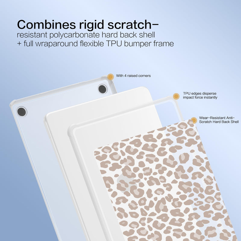 Teryeefi Anti-Crack Case Cover for MacBook Neo 13 inch 2026 Release A3404 | flexible TPU/shockproof/ ultra thin /lightweight/ anti fingerprint / with keyboard cover screen protector/ Leopard Print