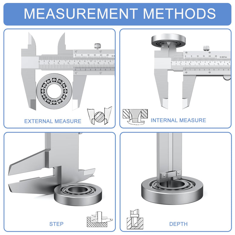 HDLNKAK Vernier Caliper 6 Inch + Stainless Steel Feeler Gauge 32 Blade, 6" Stainless Steel Non Digital Caliper, 0-6Inch/0-150mm，0.02mm/0.001" High Precision Caliper 6inch 0.01inch caliper + feeler gauge