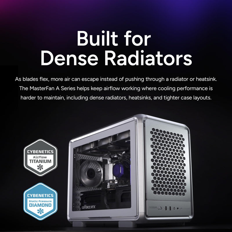 Cooler Master MasterFan A120 Case Fan, High Air Pressure, Aluminum Blades | 120mm Fan Size, High Air Pressure, Aluminum Blades, PWM Quiet Cooling, Three-Phase Motor, 0.6mm Tip Clearance, Aluminum Frame