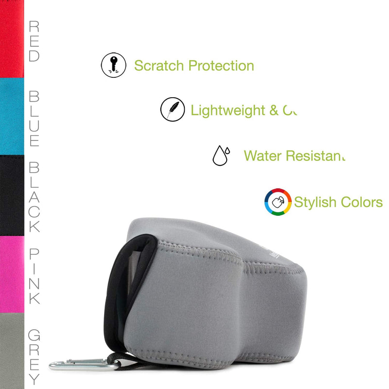 MegaGear ''Ultra Light'' Neoprene Camera Case Bag with Carabiner for Nikon COOLPIX B500 Digital Camera (Gray) Gray