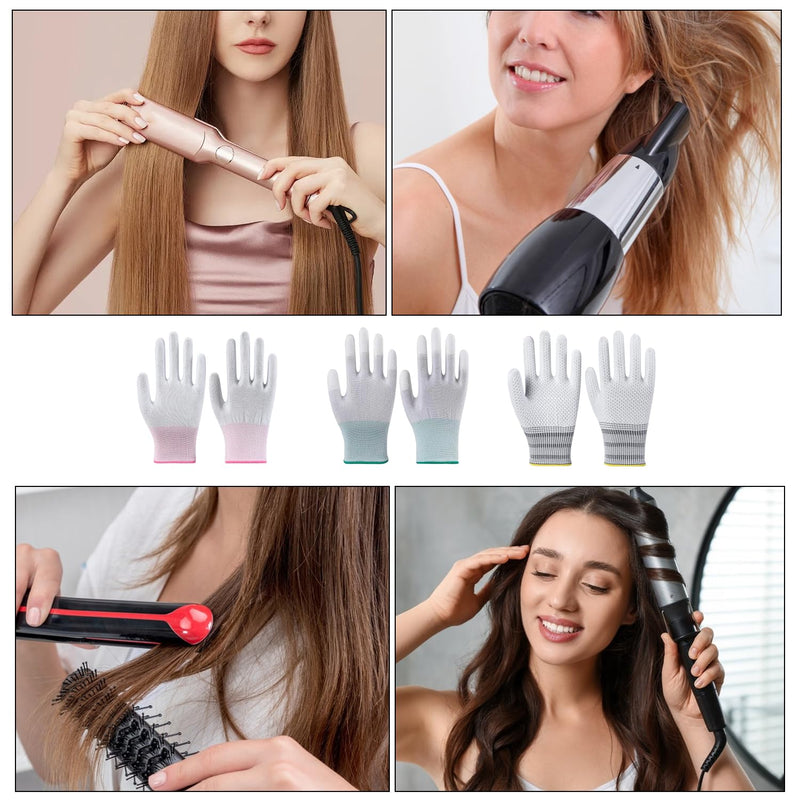 3 Pairs Heat Resistant Gloves, Heat Protection Proof Gloves for Hair Styling, Heat Blocking for Curling, Flat Iron and Curling Wand （Pink、Green 、Yellow or Black）