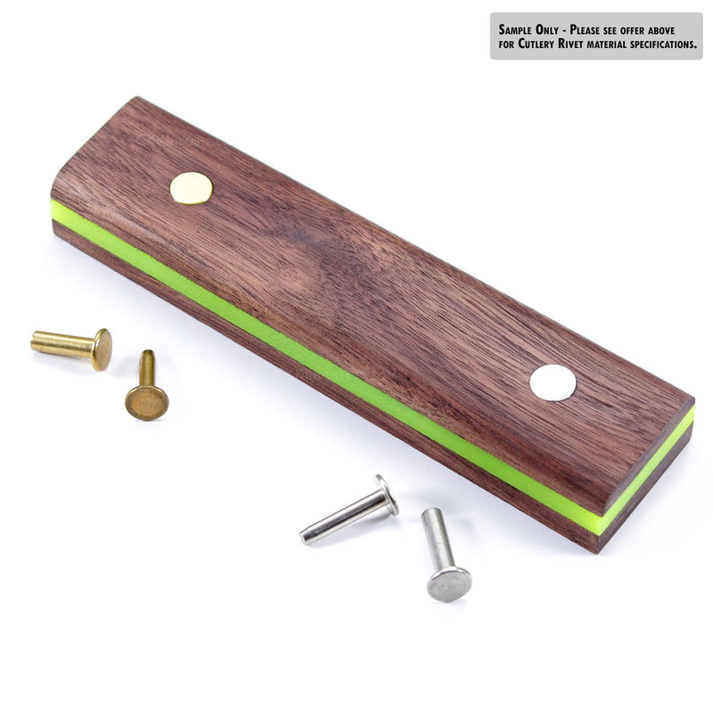 Cutlery Rivets (10 Pack) + [1] Step Drill for DIY Handles & Knife Handle Repair - USA Size (0.312 x 0.155 x 0.750 Inch) - (Brass) - 2-Piece Rivet Knife Handle Fasteners (Cutlery Rivet)(0.312 x 0.155 x 0.750 Inch) (10PCS)(Brass) + (1)(Step Drill)