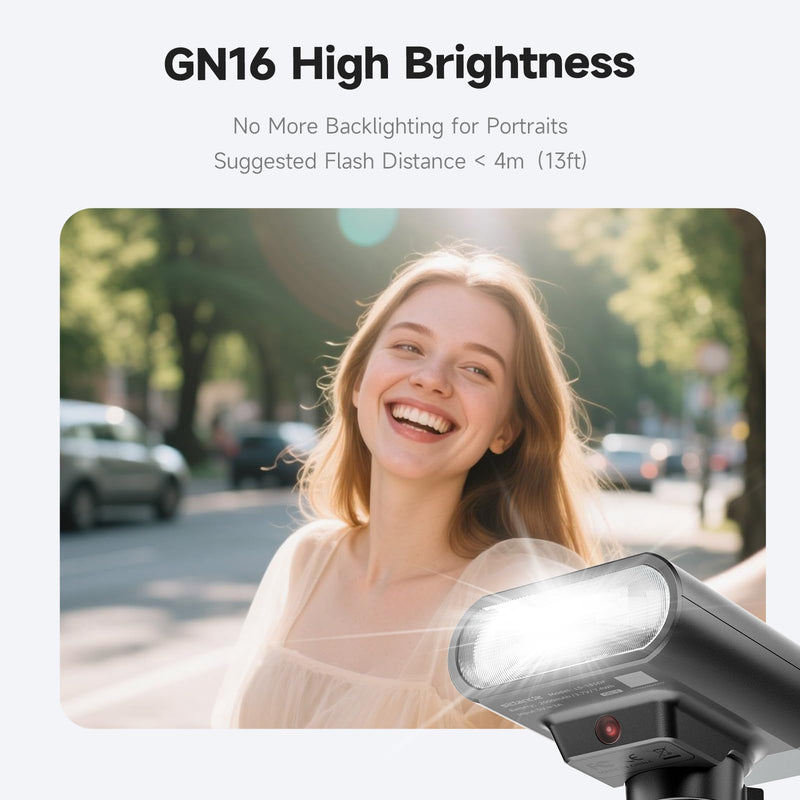 PHOTOOLEX Mini Camera Flash,GN 16, 10 Power Levels Mini Manual Flash for Canon/Sony zv1/Sony zve10 /Ricoh gr3/Fuji f1-230 Full-Power Flashes/6500K±200K/1.5S Recycle