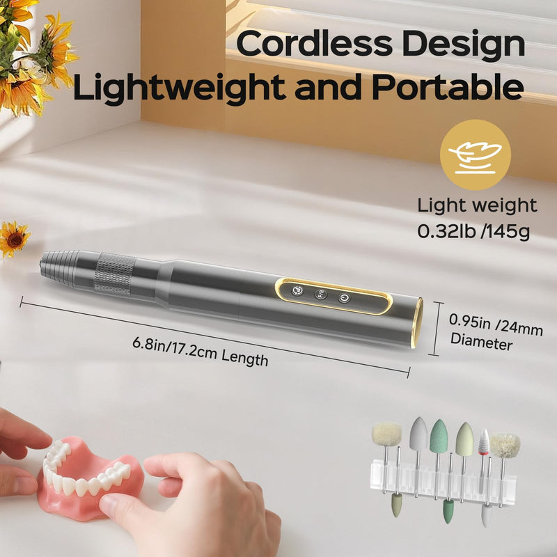 Cordless Mini Polisher, 30000RPM Portable Repair & Cleaning Kit for Acrylic & Soft Liners - Smooths Rough Edges, Removes Stains, Perfect Finish, Ideal Gift for Dad Mom Grandma Grandpa