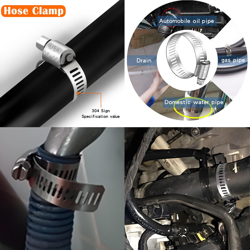 Dianrui 42 PCS Hose Clamps Assortment Kit 1/4"–1-1/8" (6-29mm) Hose Clamps Stainless Steel 304 Worm Gear Fuel Line Hose Clamp for pipe, Fuel Line, Plumbing, Intercooler, Tube, Automotive and Marine 1/4"–1-1/8"42PCS Kit