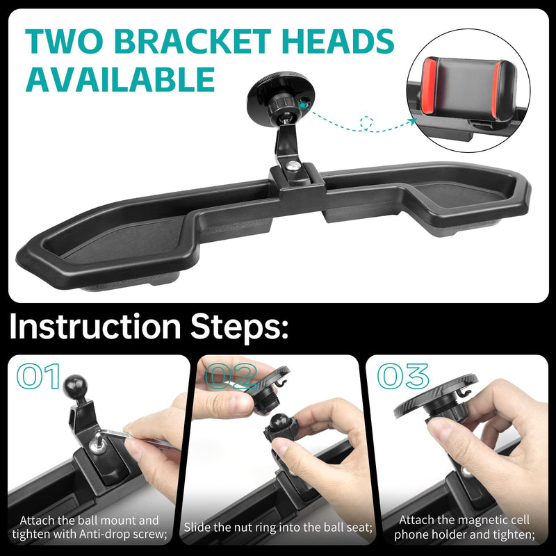 Magnetic Dash Phone Mount for 2021-2023 Jeep Wrangler JL 4xe Accessories Multi-Mount Phone Holder Dashboard Storage Tray with Extra Clip Bracket, Not for Gladiator/Wrangler 4X4 Fit for 2021-2023 4XE