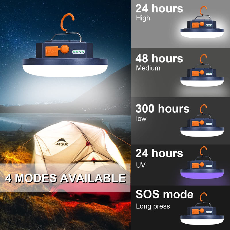 UV Flashlight Camping Light , IODOO 10000mAh 48 LED 395nm UV / 6500K Floodlight 3000LM White Light Pet Urine Detector for Dog/Cat Urine, Dry Stains, Bed Bug 30w(Uv)