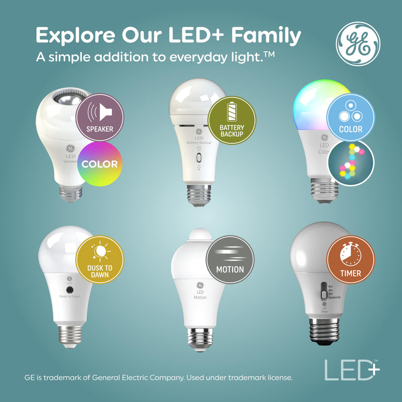 GE LED+ Color Changing LED Light Bulbs with Remote, No App or Wi-Fi Required, A19 Bulbs (3 Pack) 3 Bulbs