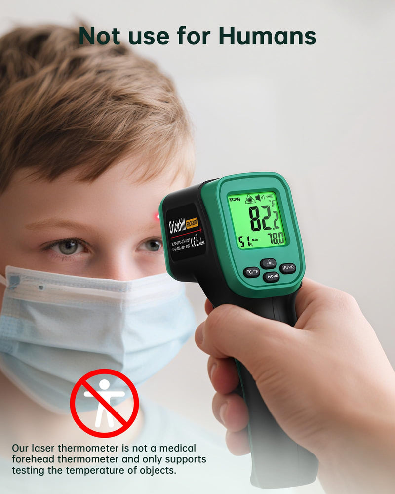 ERICKHILL Infrared Thermometer Gun, Dual Mode IR Laser Thermometer with -50°C~800°C and Meat Probe (-50°C~300°C), Non-Contact Digital Thermometer for Cooking, BBQ, and Industrial Use IR Thermometer & Probe