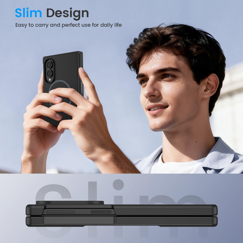 Ruky Magnetic Case for Z Fold 8 Case with Screen Protector, Black | [Not for Z Fold 8 Ultra] Compatible with MagSafe, Anti-Slip Full Body Protective Case for Samsung Galaxy Z Fold 8, Black A-Black