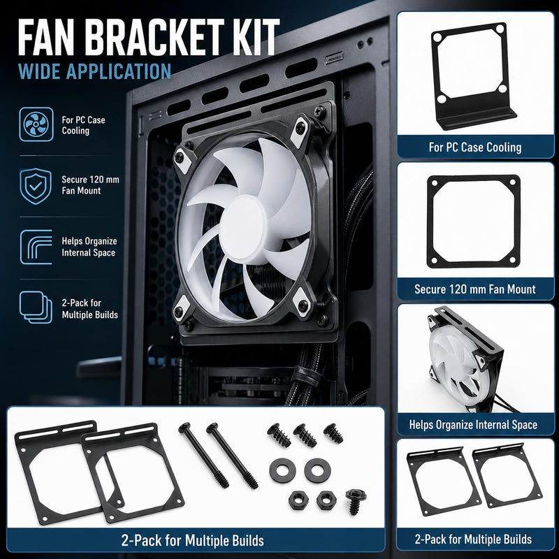 PC Radiating Fan Holder with Vibration Damping Base (120MM Set) | Fan holder with vibration damping pad base helps mount compatible PC case fans and reduce contact vibration For 120mm Fan Set