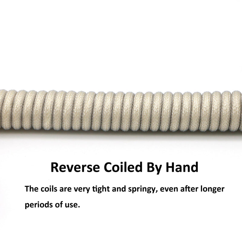 Reverse Coiled USB-C Keyboard Cable, Double-Sleeved Mechanical Keyboard Cable with Detachable Metal Aviator, 5FT USB-C to USB-A (Carbon) Carbon
