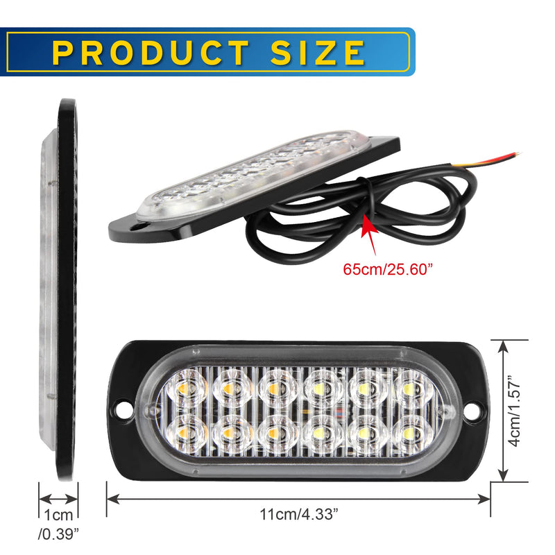 8pcs 12LED Surface Mount Flashing Strobe Lights for Truck Car Vehicle LED Lights (12LED/8PCS) 12LED/8PCS
