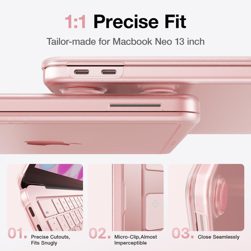 Soonjet for MacBook Neo Case 13 inch 2026 A3404, Anti Crack, Blush Clear | 100% Color Match, Matte Pink, Fingerprint & Scratch Resistant, Mac Laptop Cover, Protective Hard Shell, Close Seamlessly Fit
