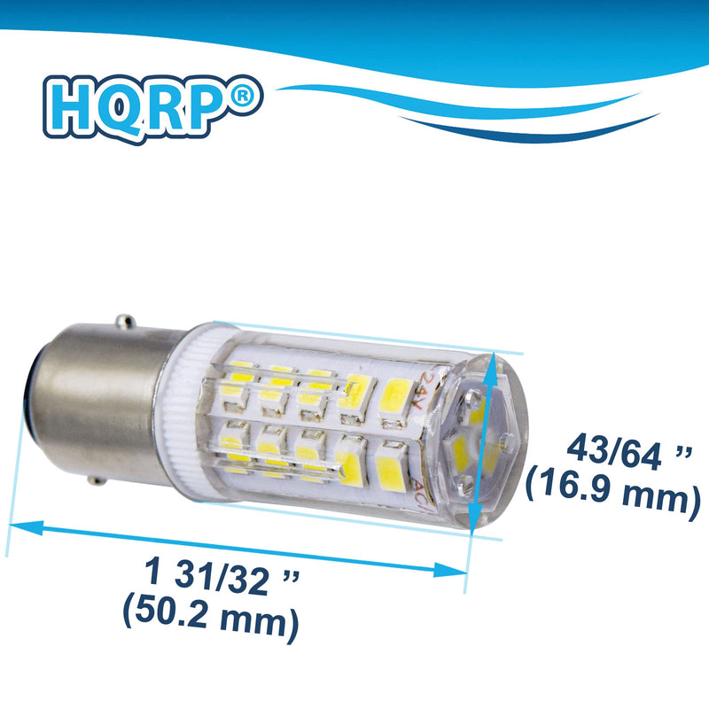 HQRP 2-Pack BAY15d LED Light Bulb Replacement for Ancor Marine Bulb 529340 529341 521158 521162 521166 529344 Double Contact Index Base, 33LED SMD2835 Cool White 12-24V DC Marine Navigation