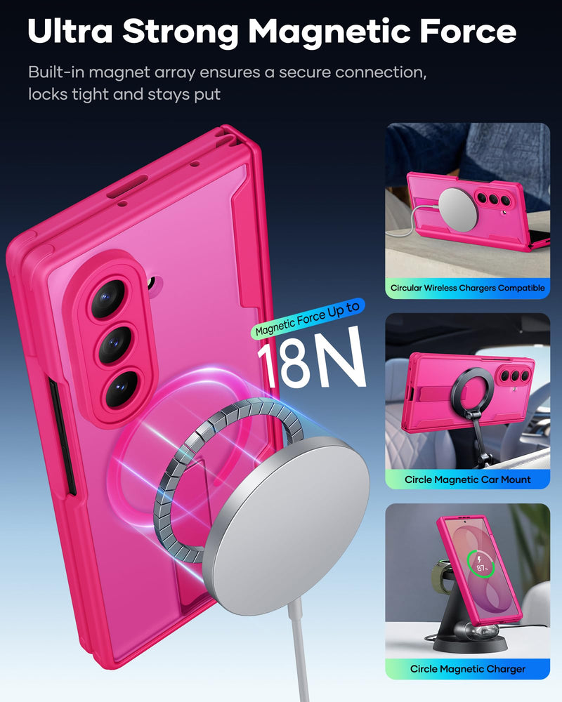 Vihibii for Samsung Galaxy Z Fold 8 Ultra Case with Stand, 2026, Hot Pink | HD Front Screen Protector, Compatible with MagSafe, Rugged Hinge Protection, Full Camera Protective, Shockproof, Women Men