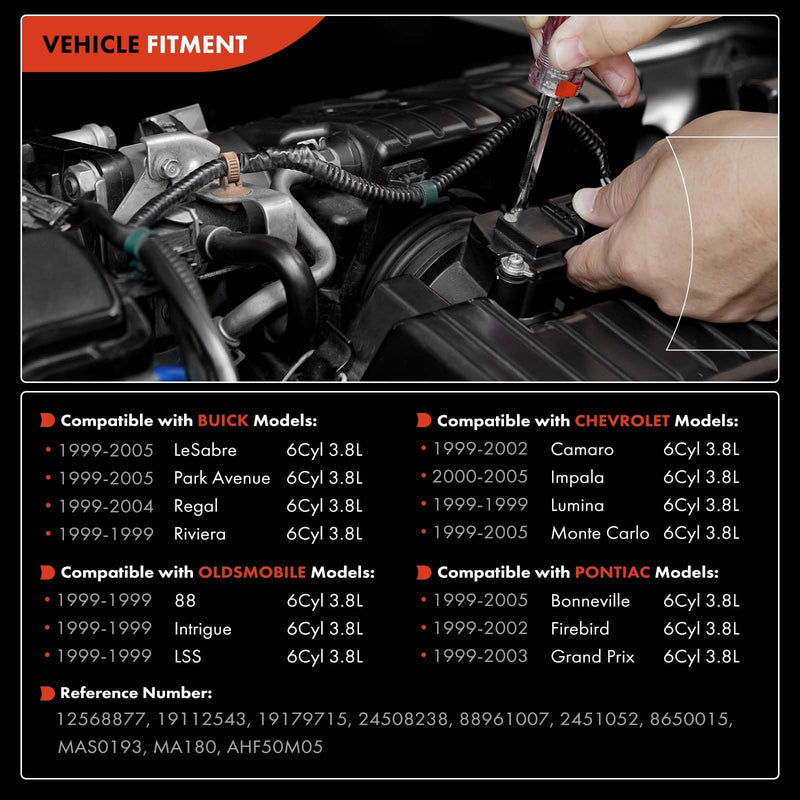  [AUSTRALIA] - A-Premium Mass Air Flow Sensor Meter - W/O-Ring & Bolts - OHV 6Cyl 3.8L - Compatible with Chevy, Pontiac, Buick & Olds, Camaro, Impala, Regal, Firebird, LSS & More, Replace for# 12568877, 19112543