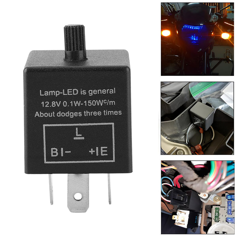 AUCELI Car Flasher Relay, CF-13 3 Pin LED 12V Adjustable Vehicle Electronic Blinker Relay, Flasher Relay for LED Turn Signal Fixing Hyper Blink Flash, Universal Automotive Accessories